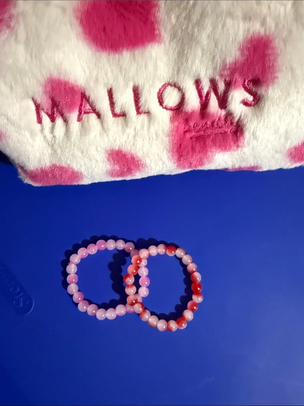 Pink & White Plush Cosmetic Bag